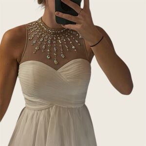 White Short Gemmed Blondie Nites Dress